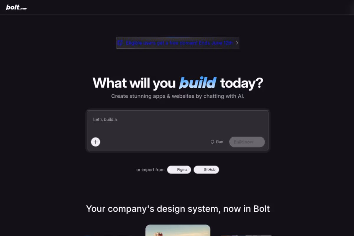 bolt.new homepage screenshot