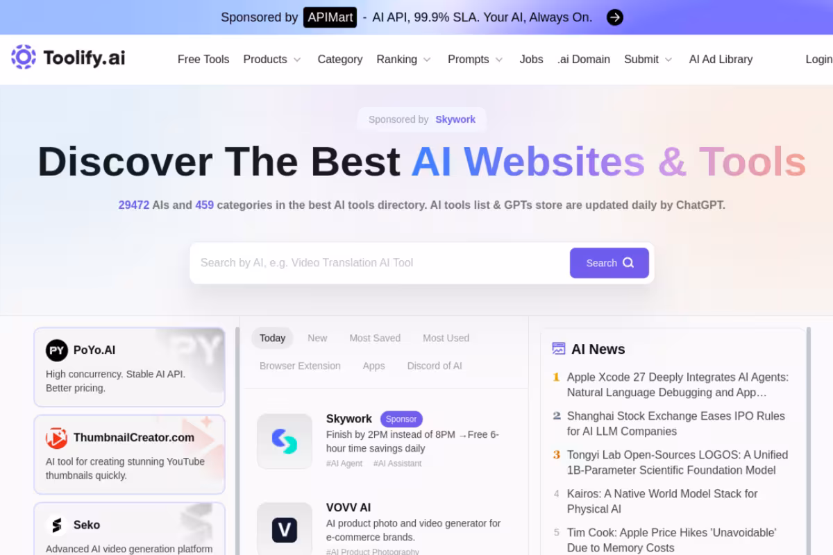 Toolify homepage screenshot