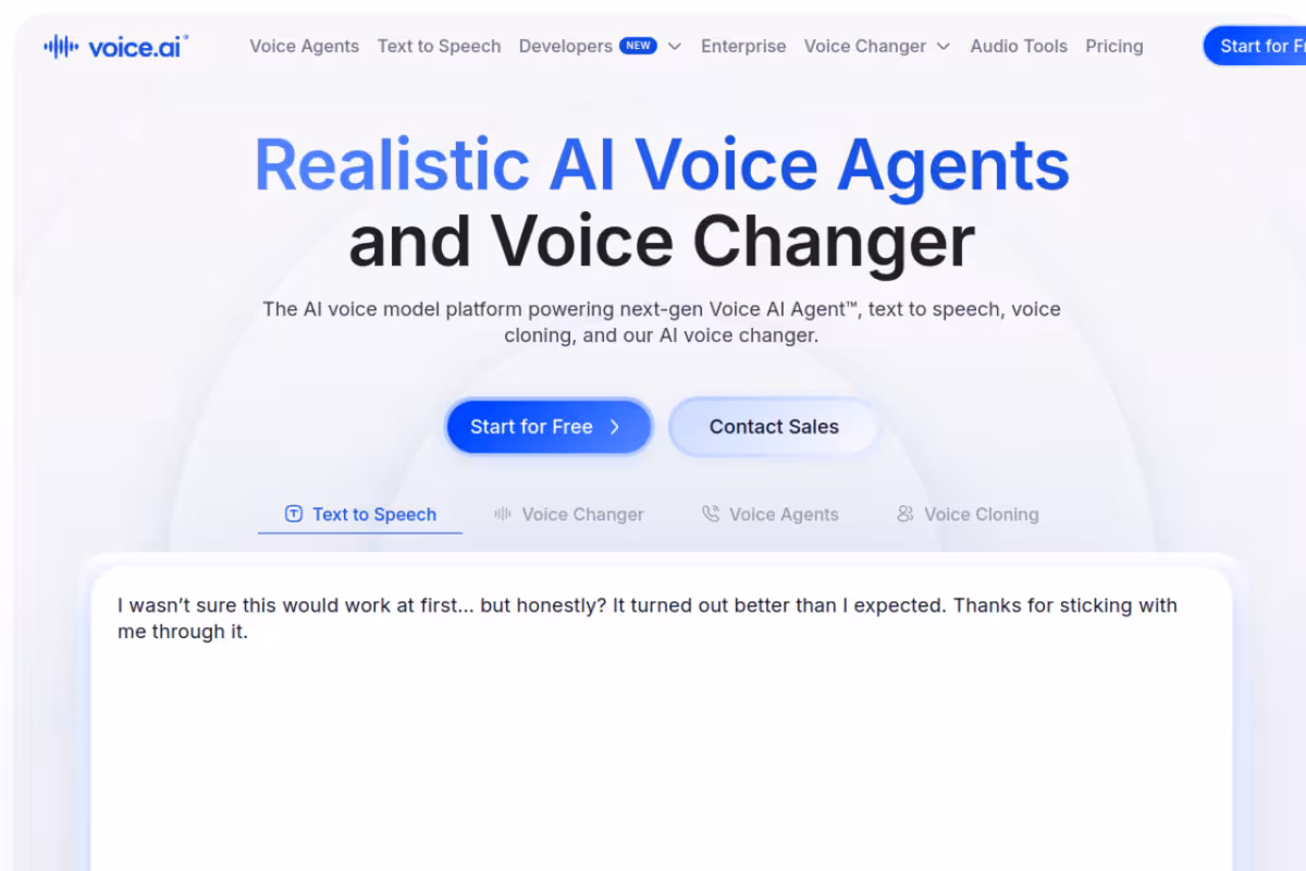 Voice AI homepage screenshot