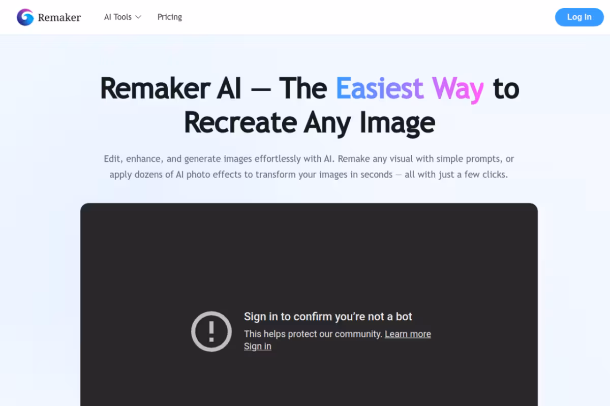 Remaker homepage screenshot