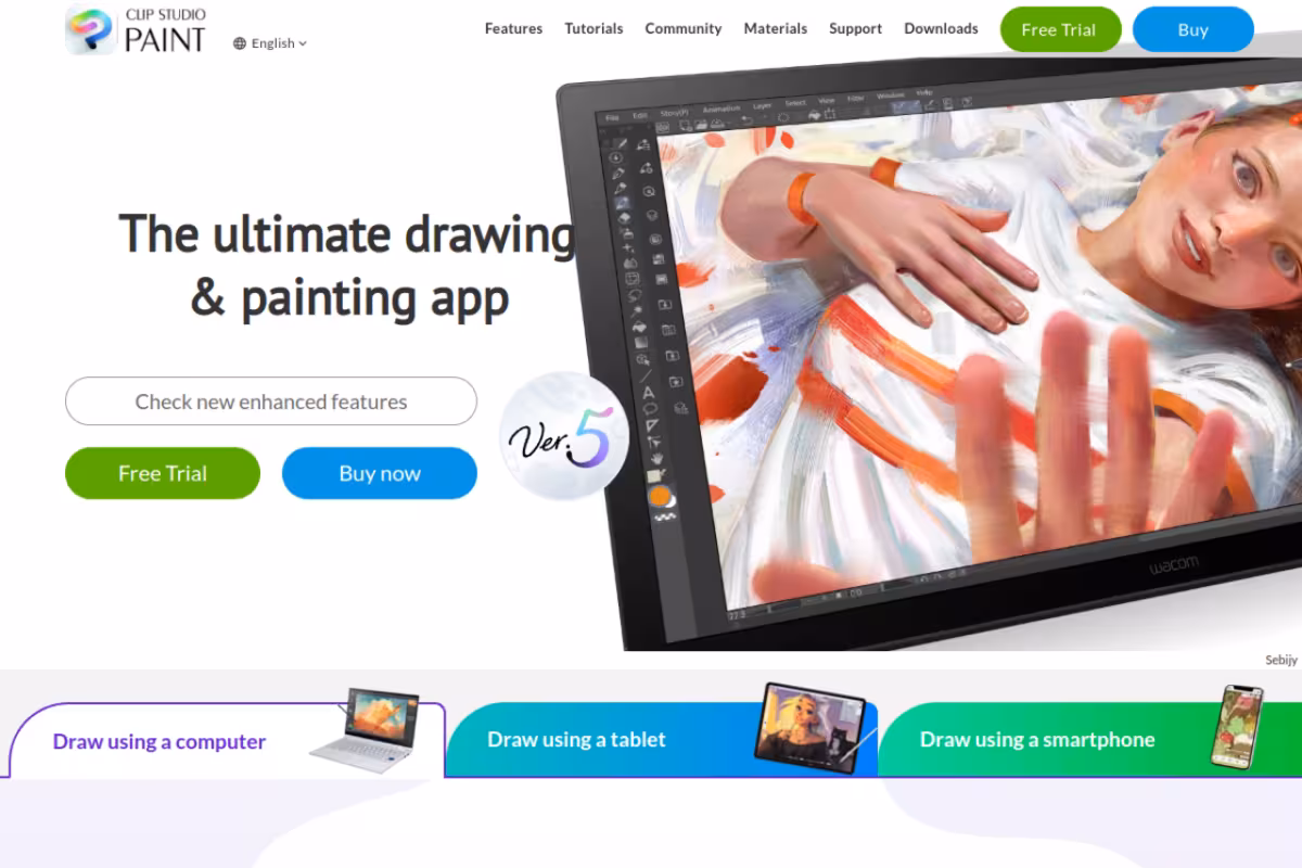 CLIP STUDIO PAINT homepage screenshot