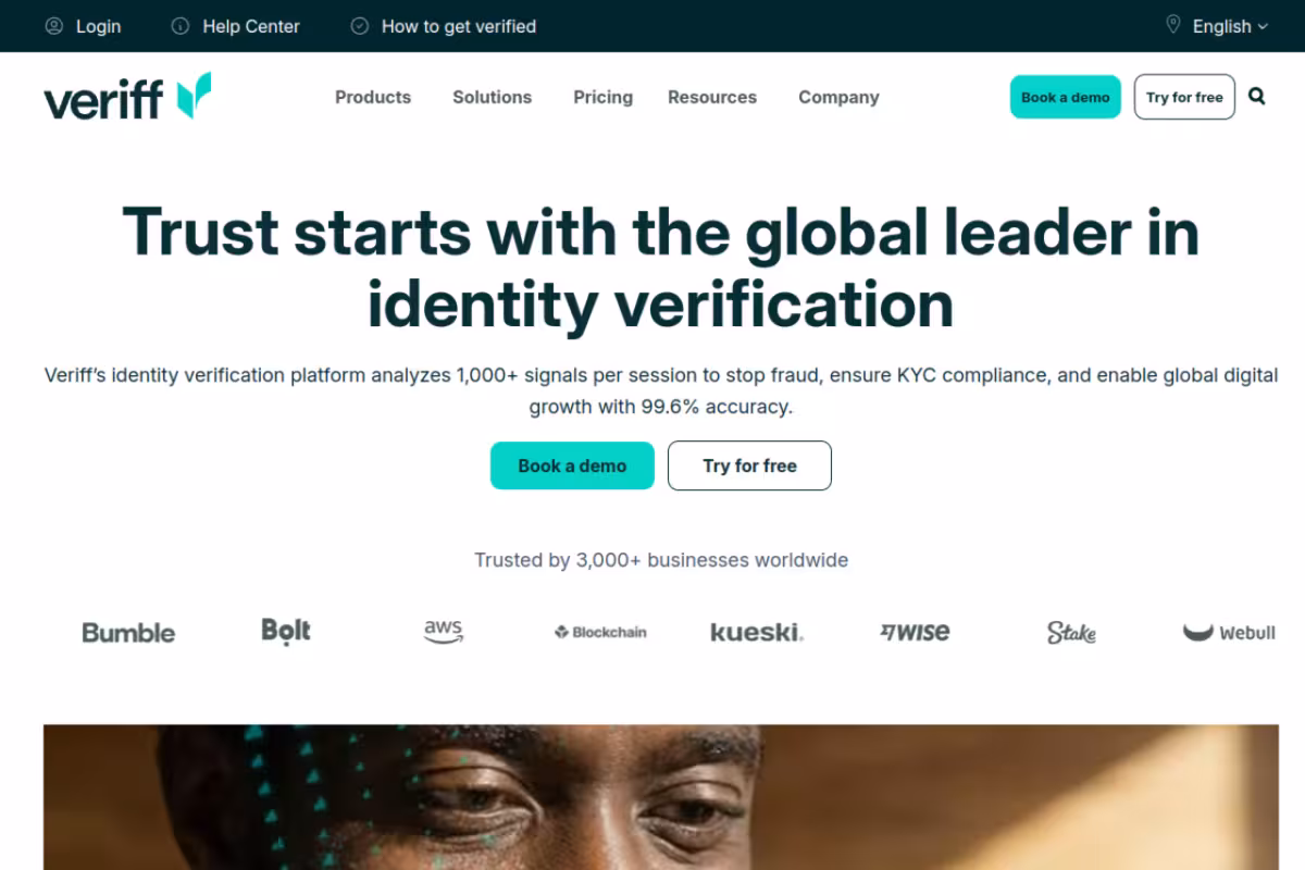Veriff homepage screenshot