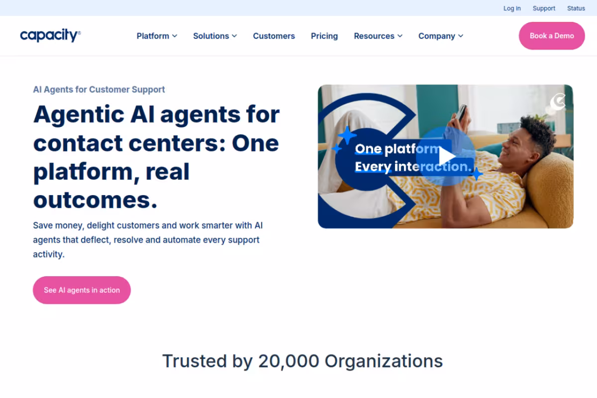 Capacity homepage screenshot