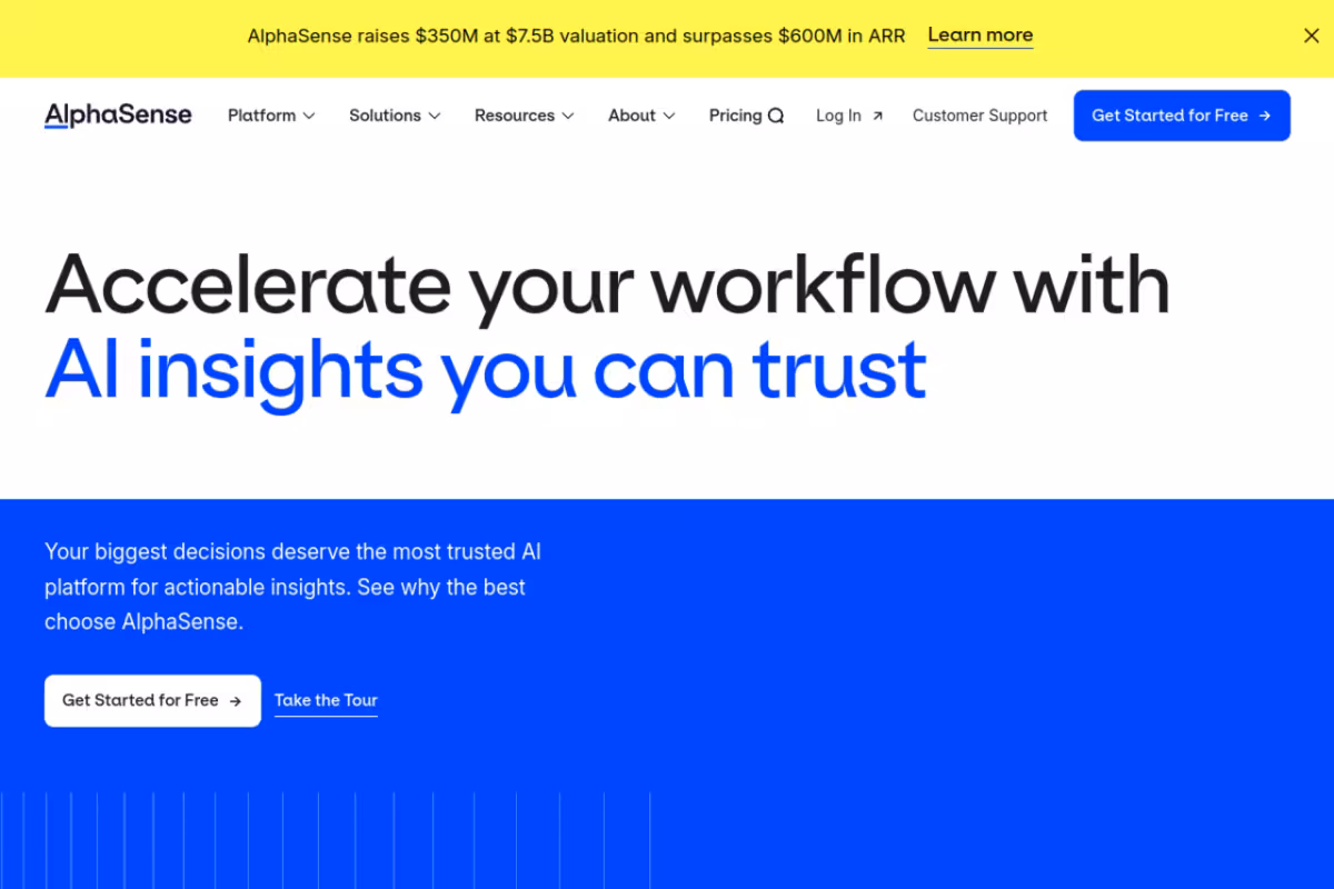 AlphaSense homepage screenshot