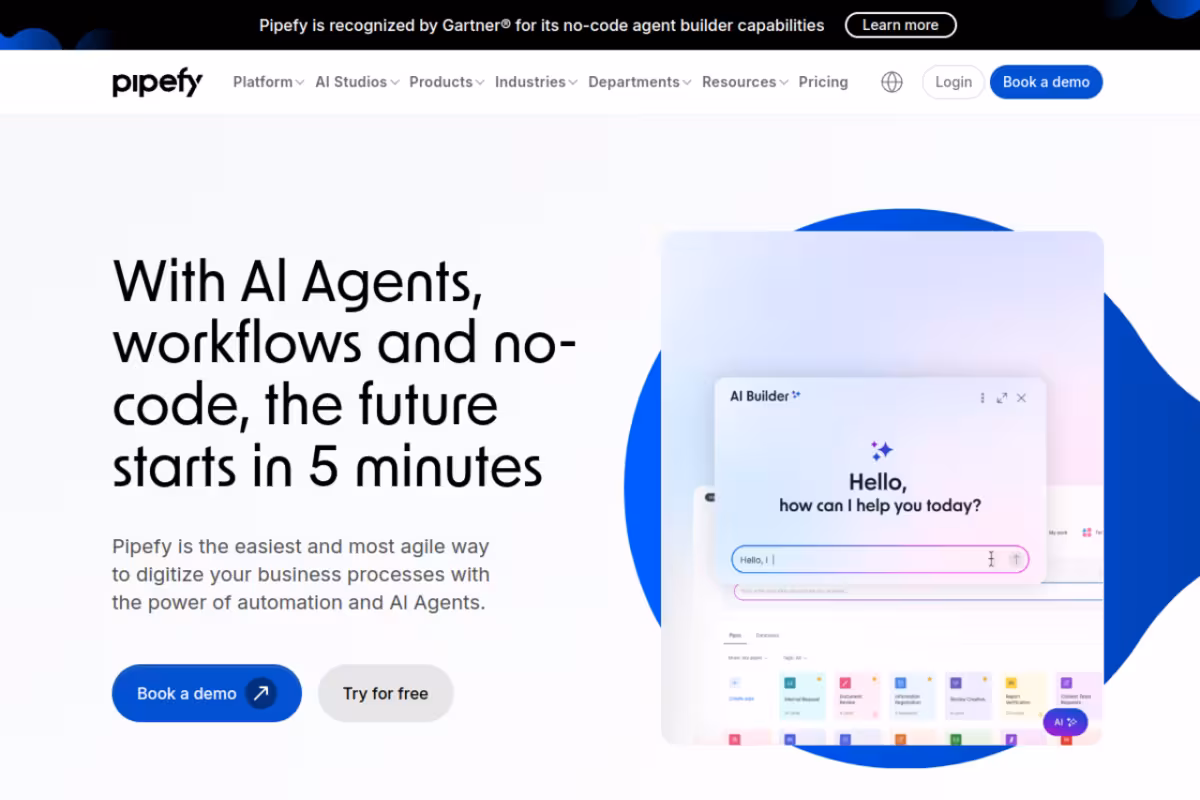 Pipefy homepage screenshot