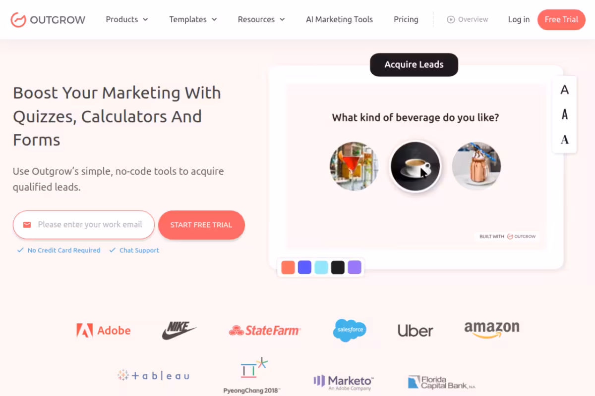 OutGrow homepage screenshot