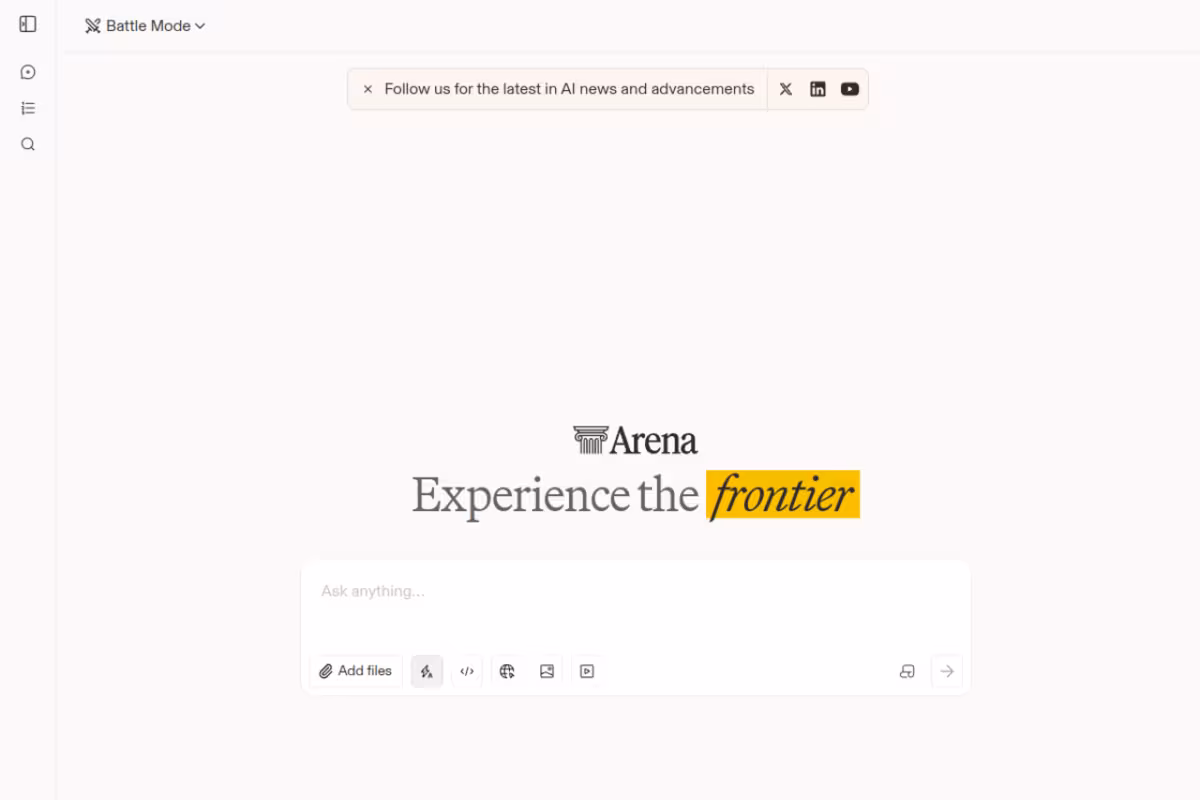 Arena AI homepage screenshot
