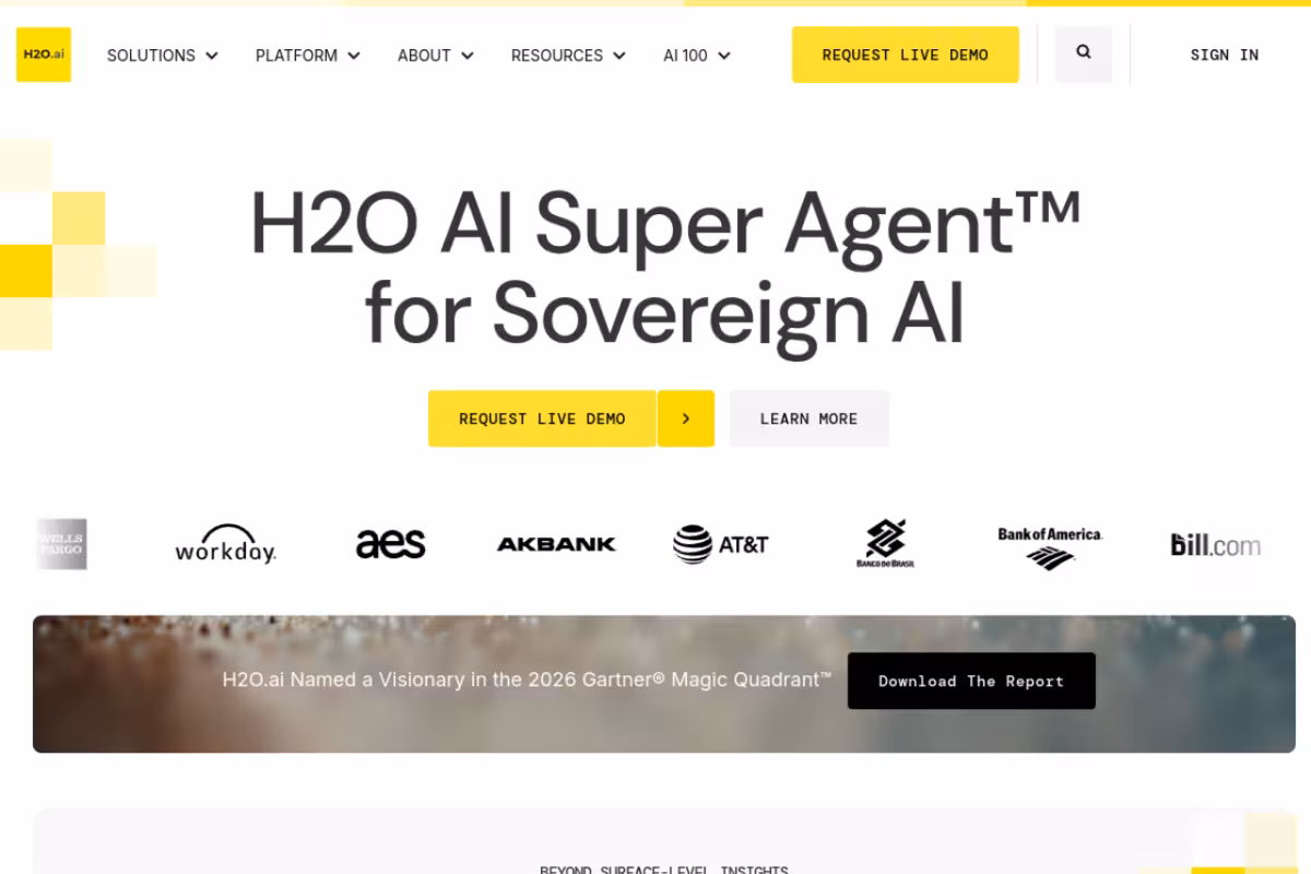 H2O.ai homepage screenshot