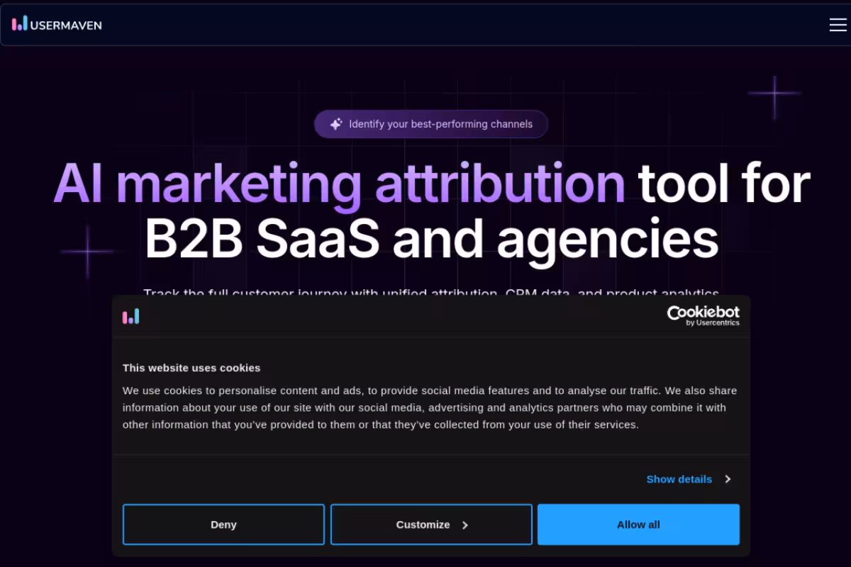 Usermaven homepage screenshot