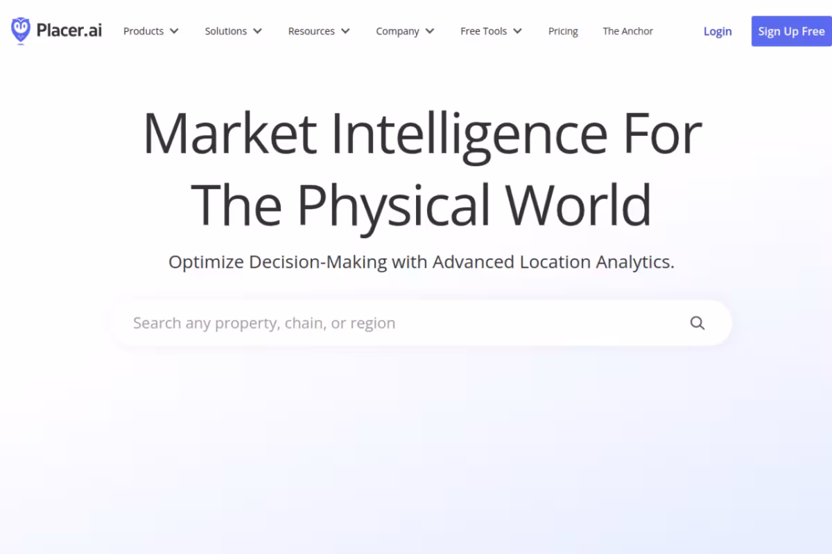 PlacerAI homepage screenshot