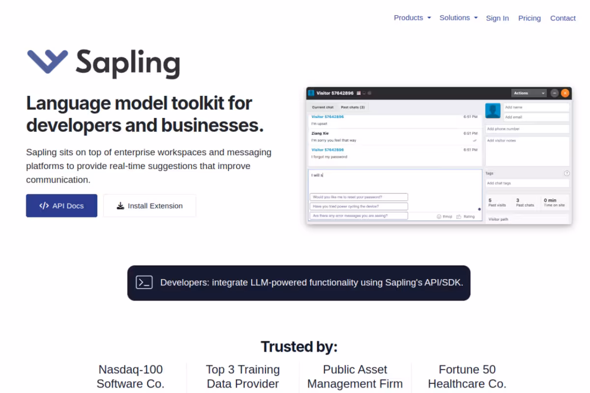 Sapling homepage screenshot