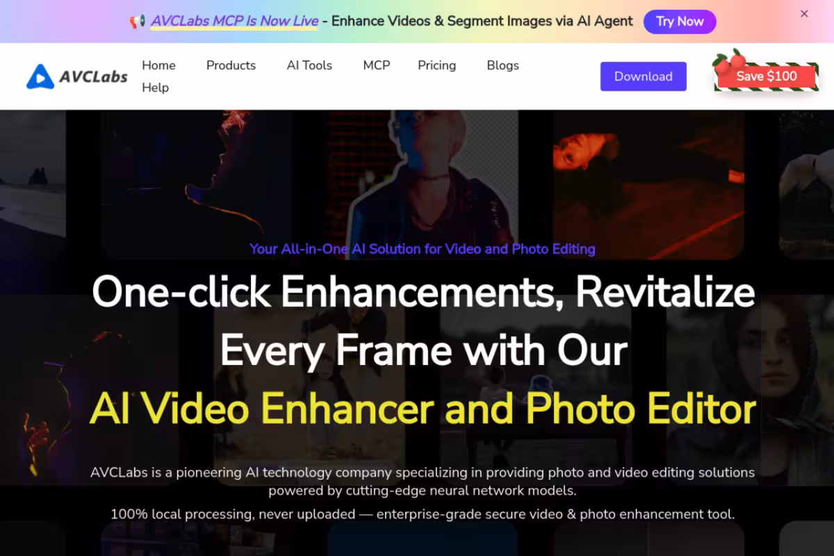 AVCLabs Video Enhancer AI homepage screenshot