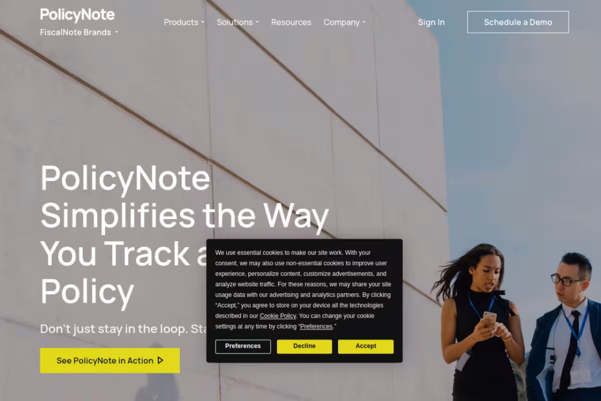 FiscalNote homepage screenshot