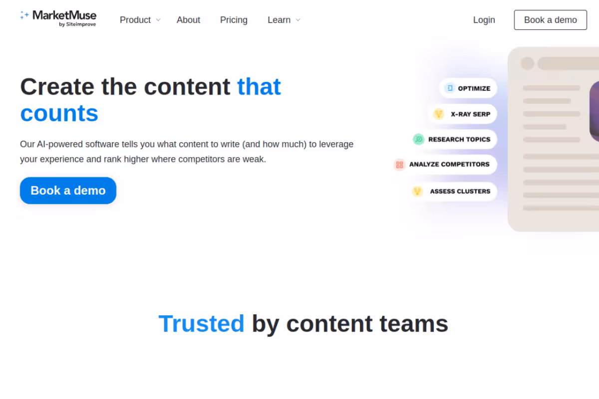 MarketMuse homepage screenshot