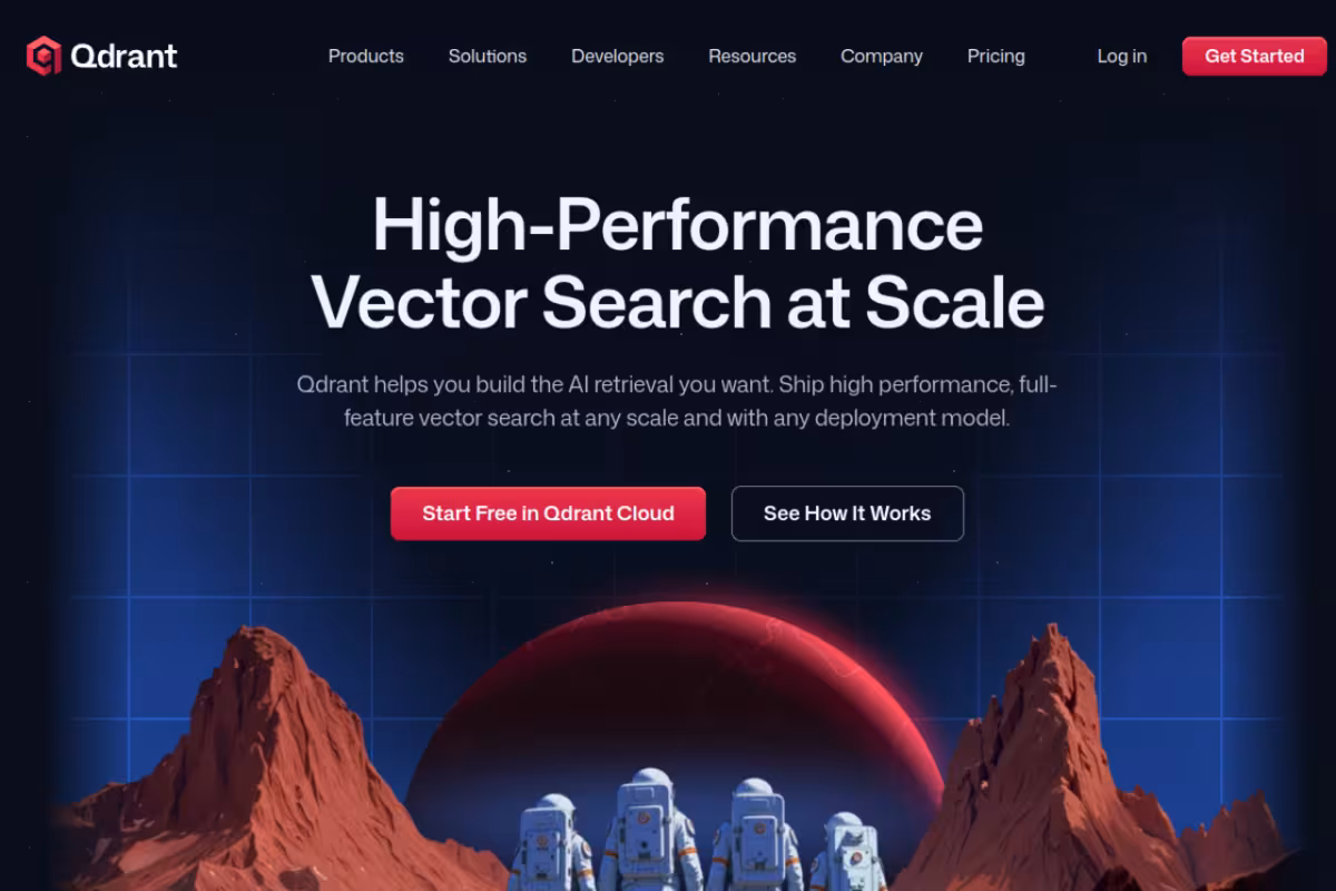 Qdrant homepage screenshot