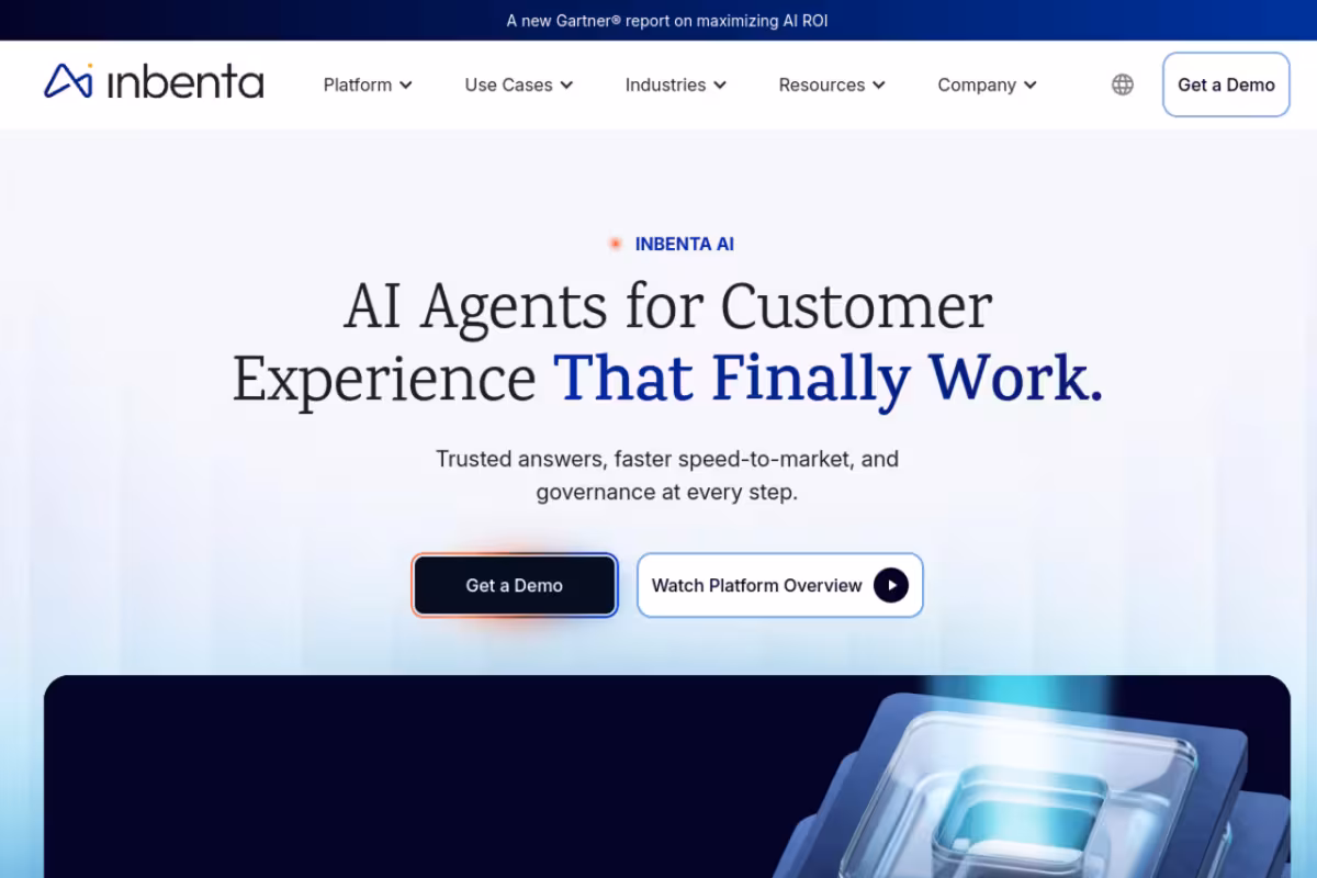 Inbenta homepage screenshot