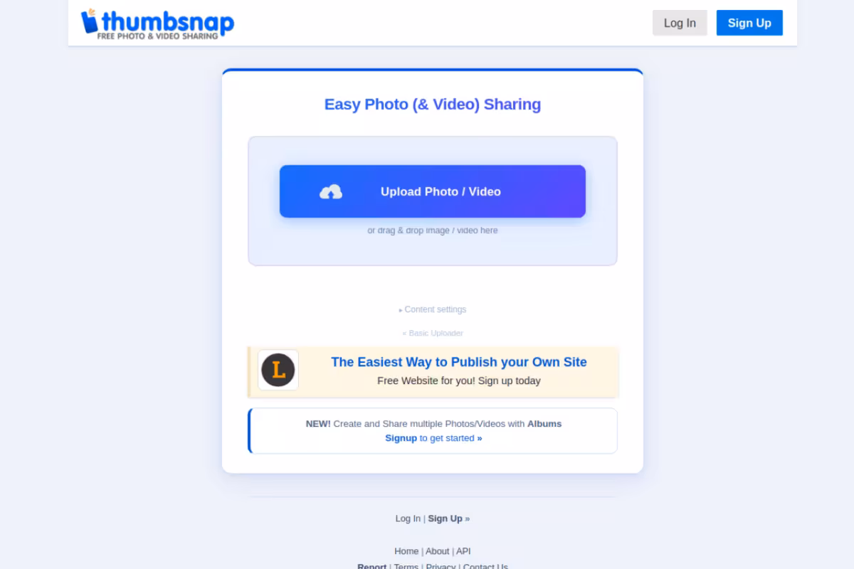 Thumbsnap homepage screenshot