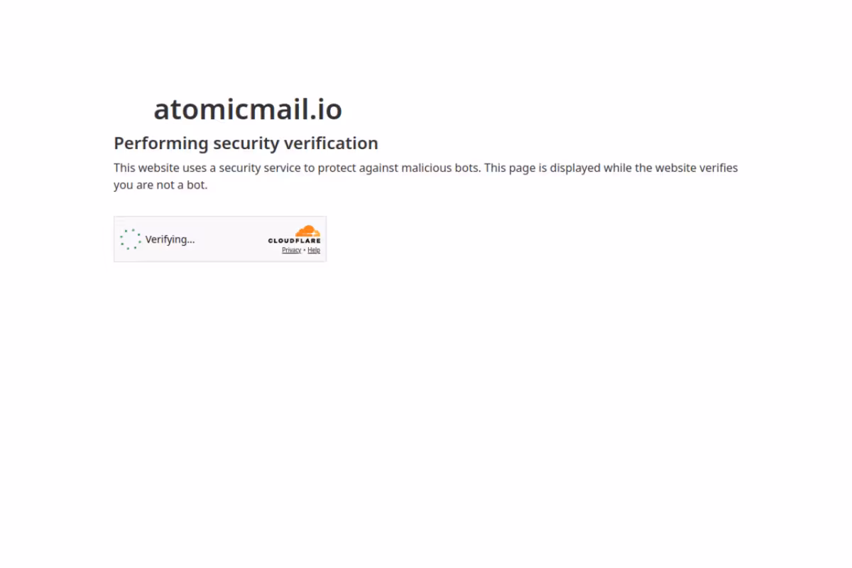AtomicMail homepage screenshot