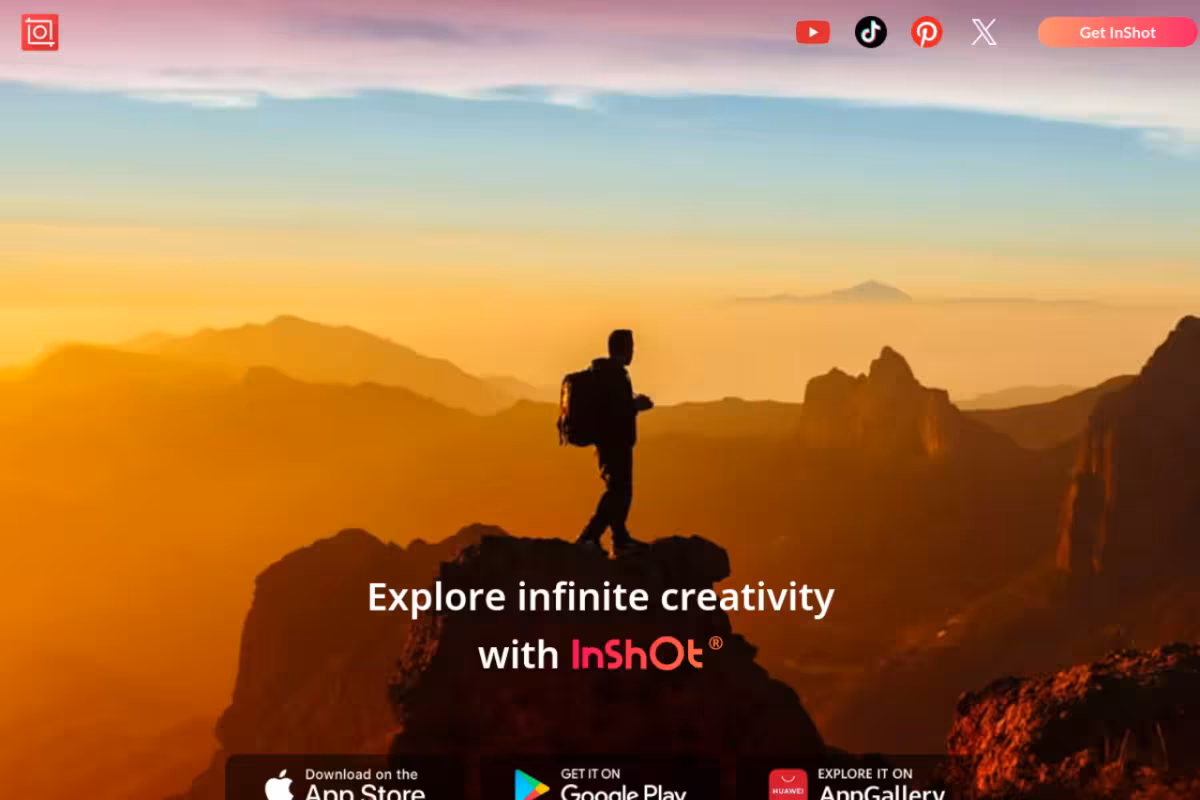 InShot homepage screenshot