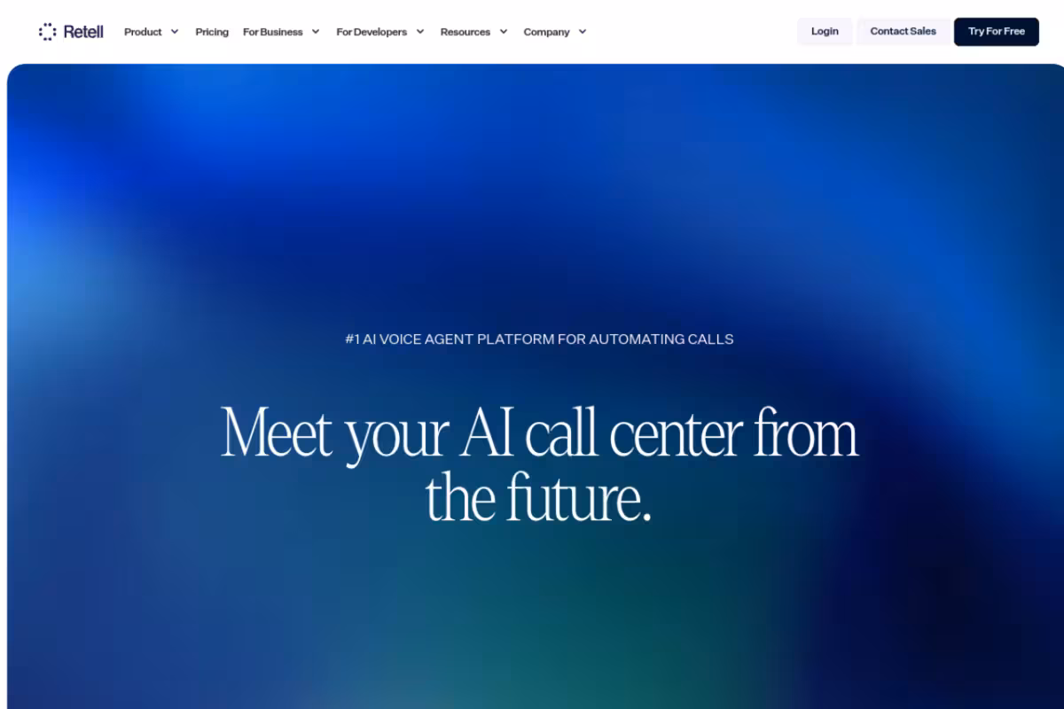 Retell AI homepage screenshot