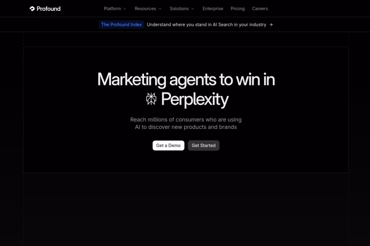 Profound homepage screenshot