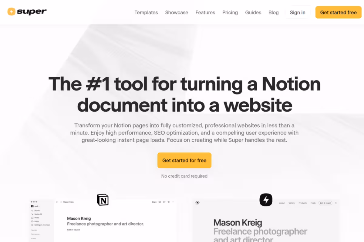 Super homepage screenshot