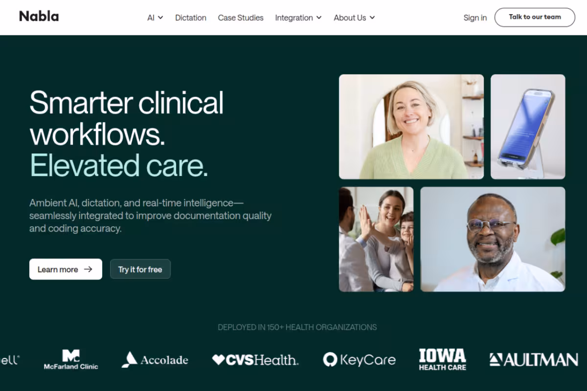 Nabla homepage screenshot