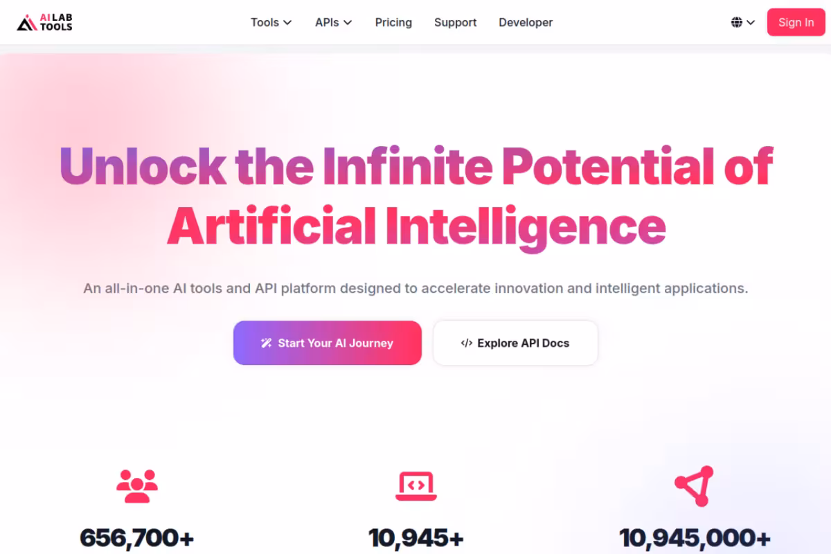 AILab Tools homepage screenshot