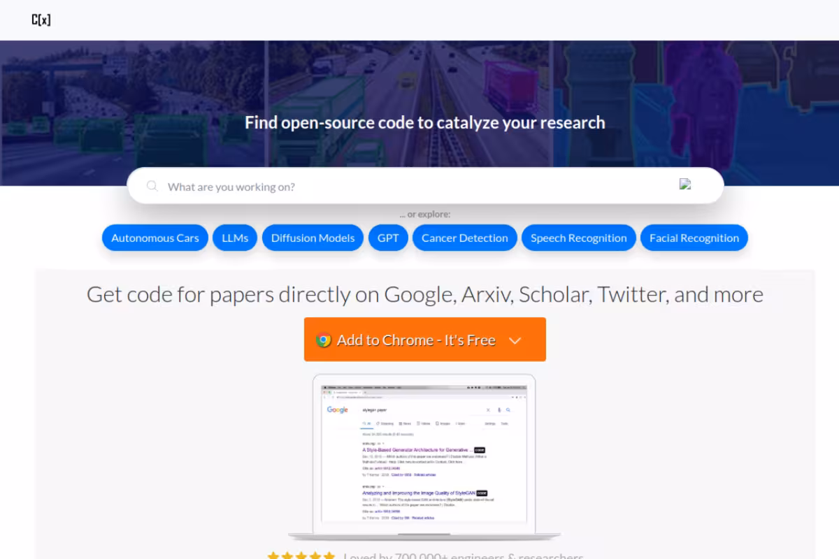CatalyzeX homepage screenshot