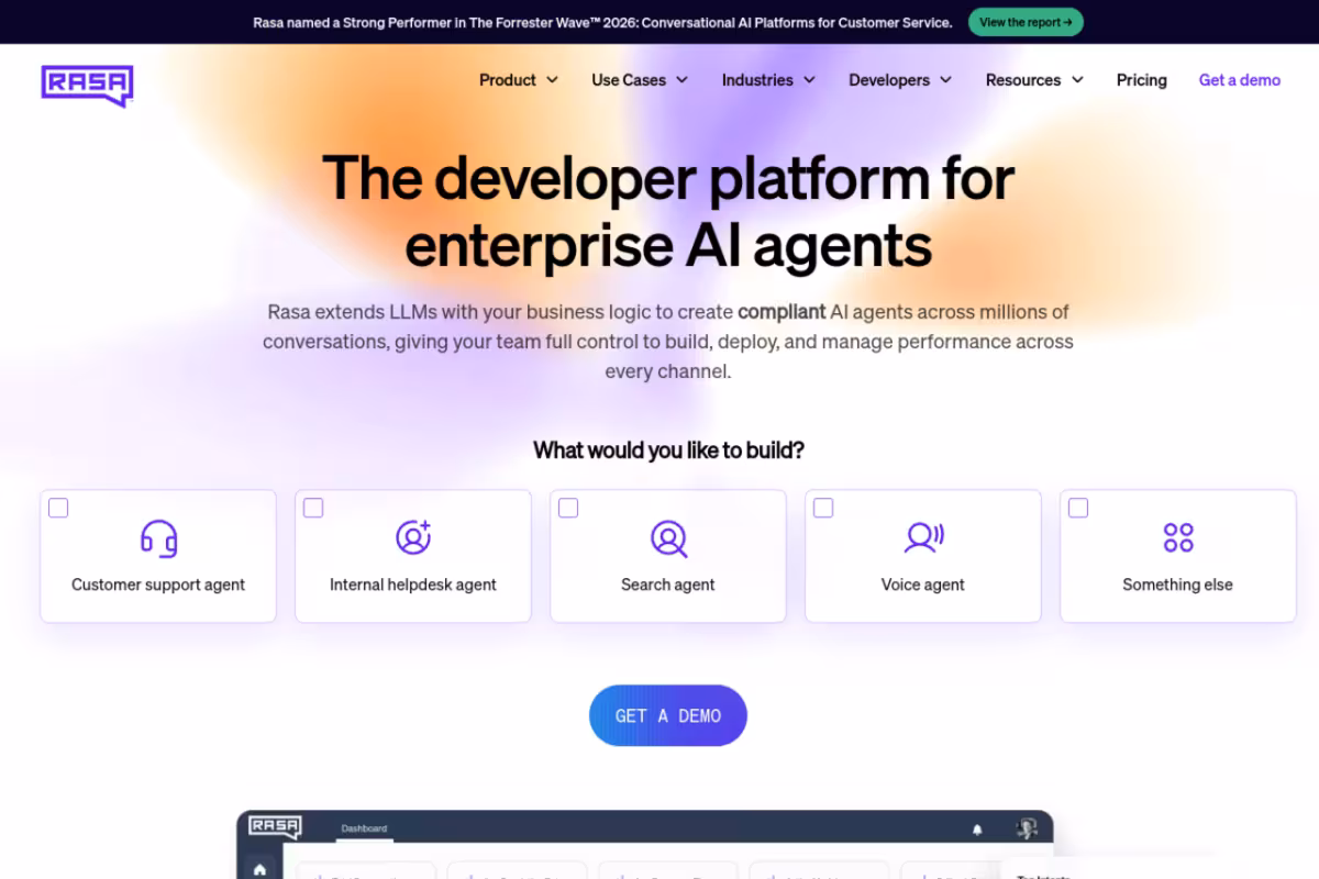 Rasa homepage screenshot