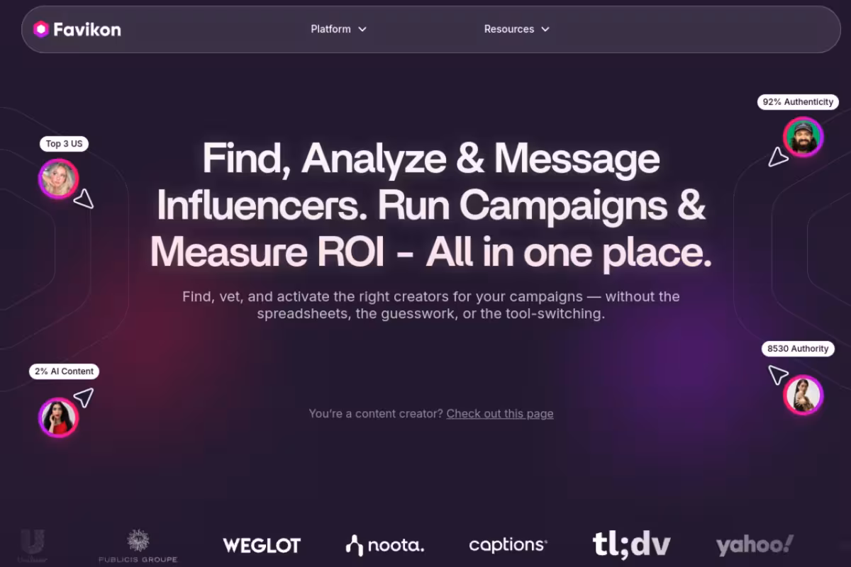 Favikon homepage screenshot