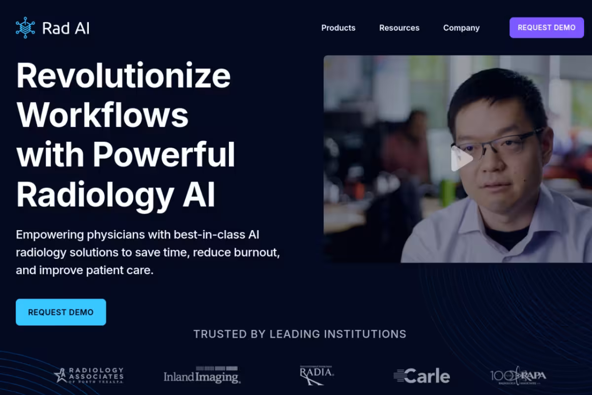 Rad AI homepage screenshot
