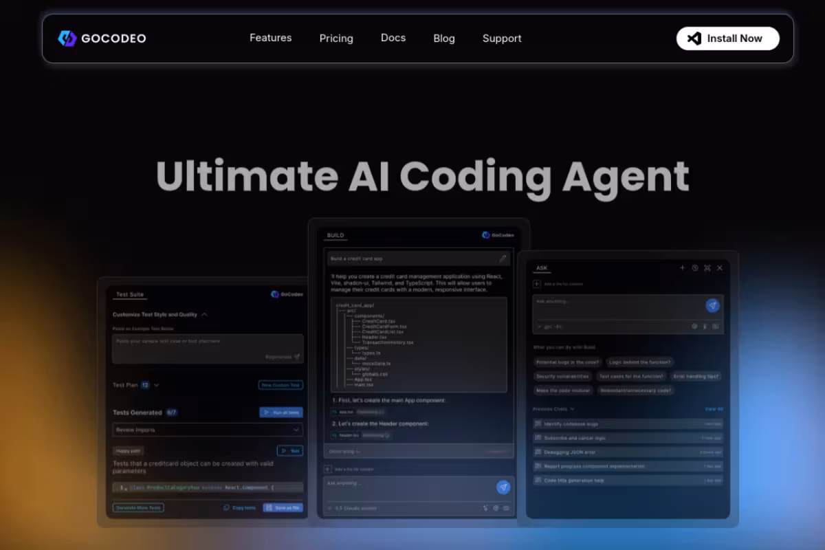 GoCodeo homepage screenshot
