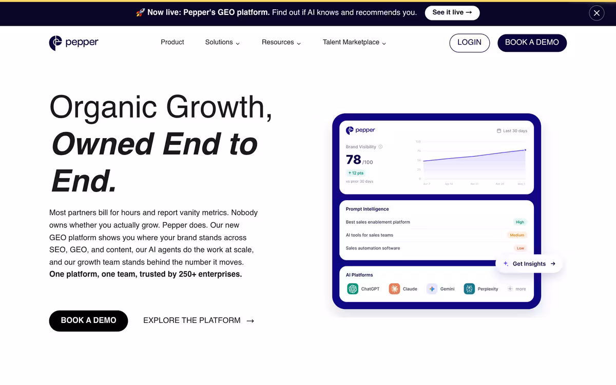Peppercontent homepage screenshot