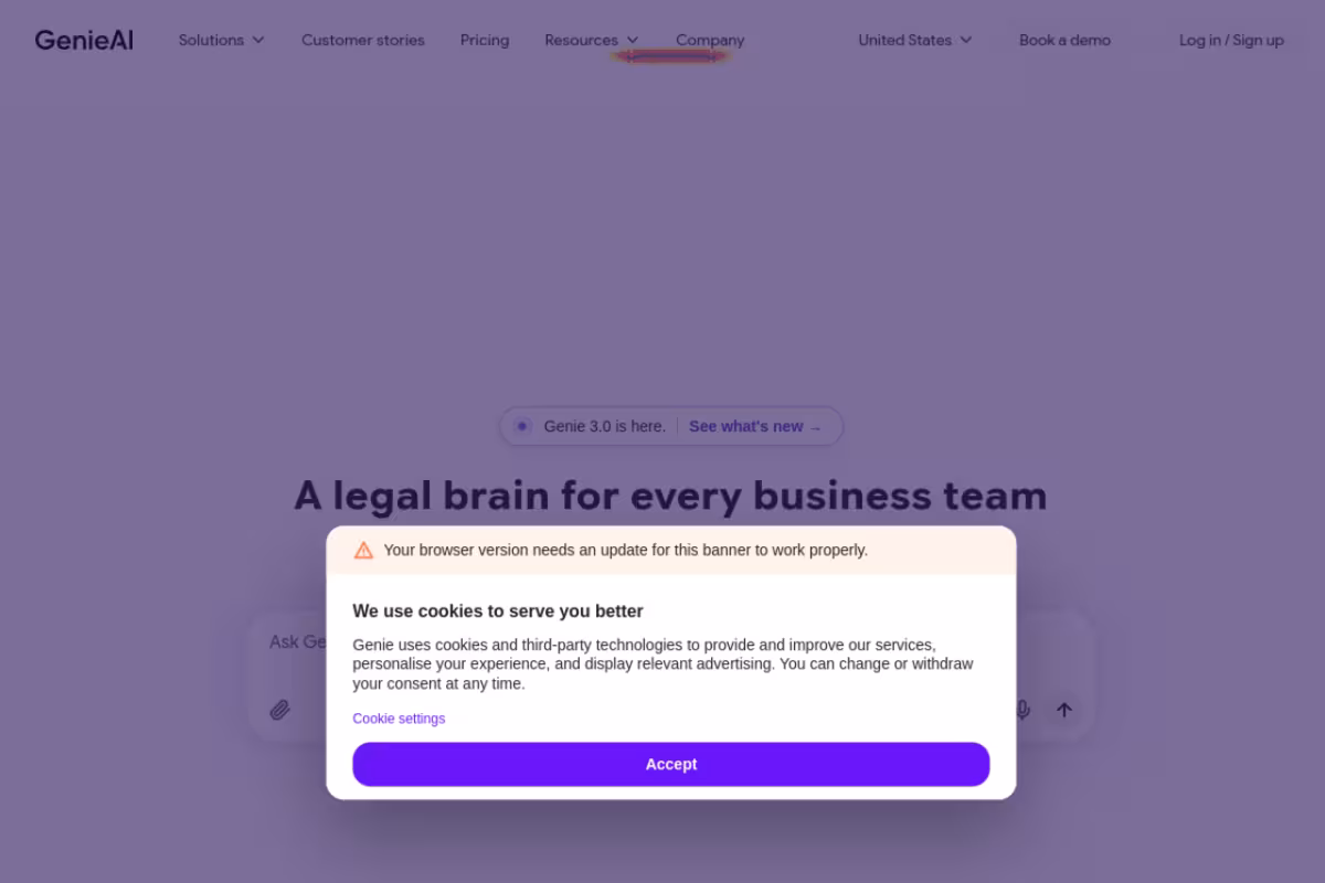 Genie AI homepage screenshot