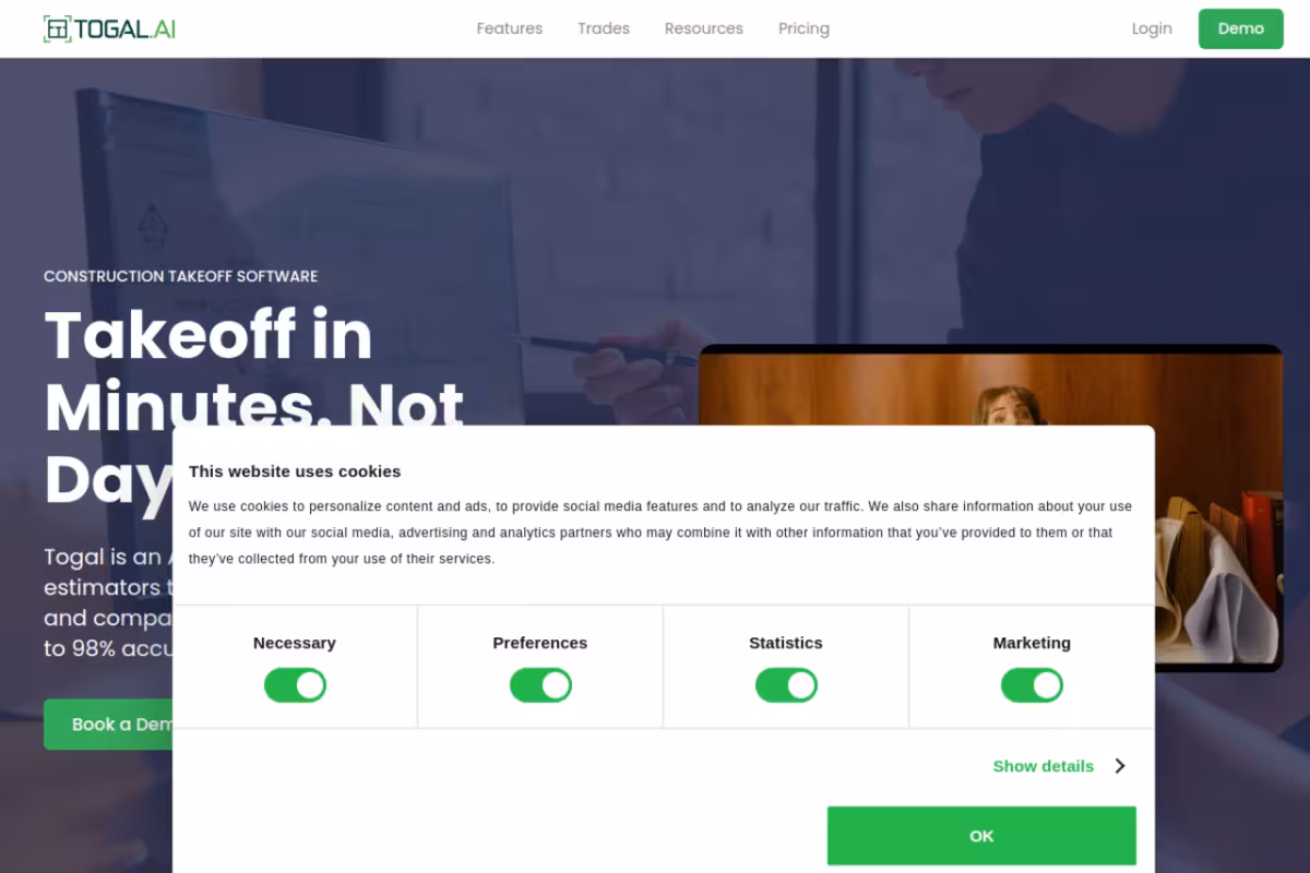 Togal homepage screenshot