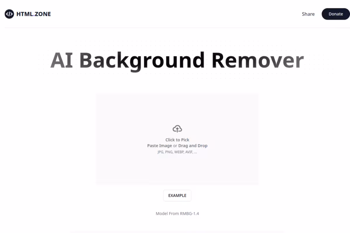 AI Background Remover by HTML Zone homepage screenshot