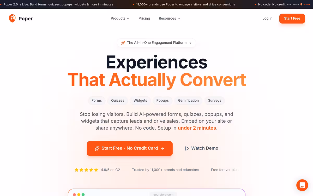 Poper homepage screenshot