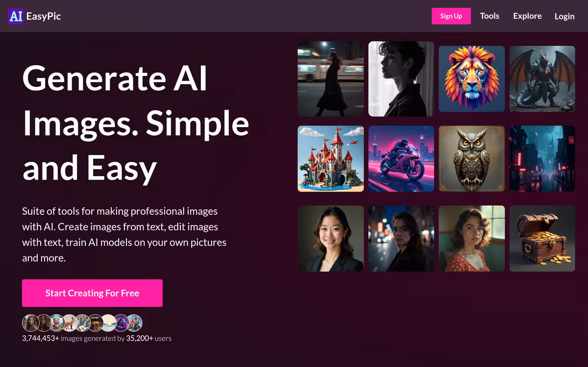 AIeasypic homepage screenshot