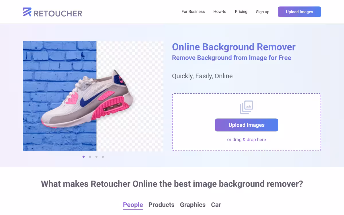 Retoucher homepage screenshot