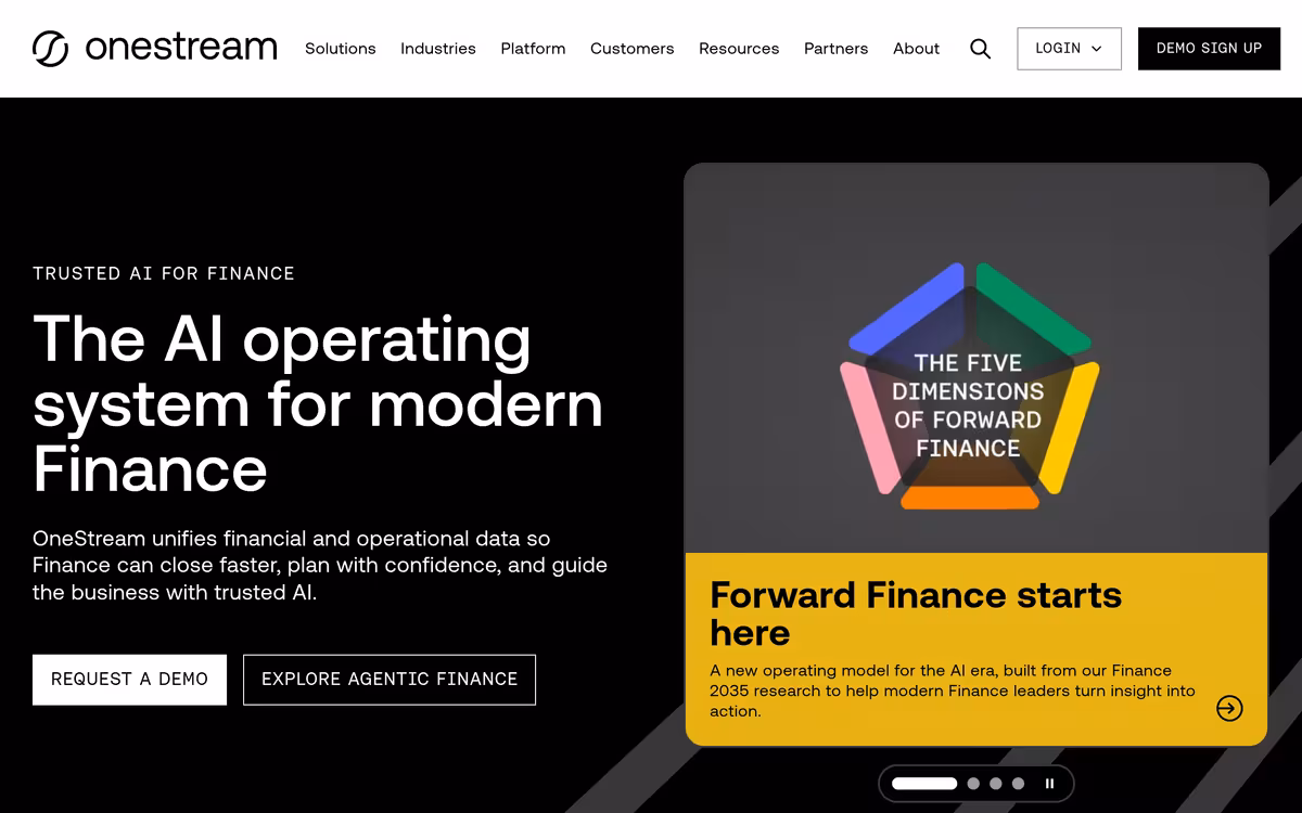 OneStream homepage screenshot