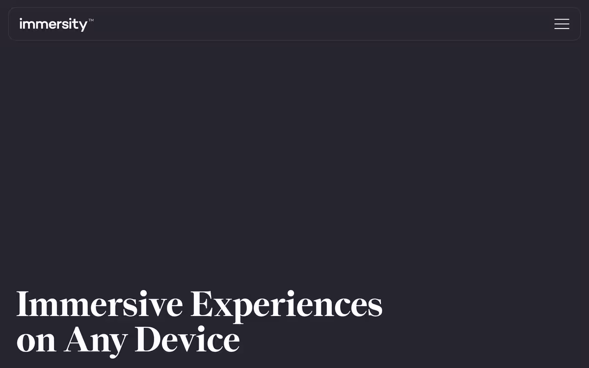 Immersity AI homepage screenshot