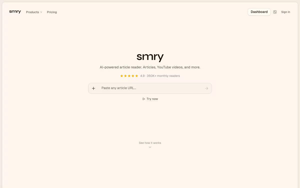 SMRY homepage screenshot