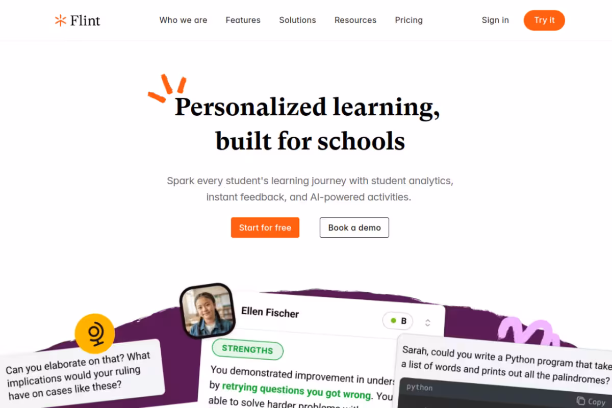 Flint homepage screenshot