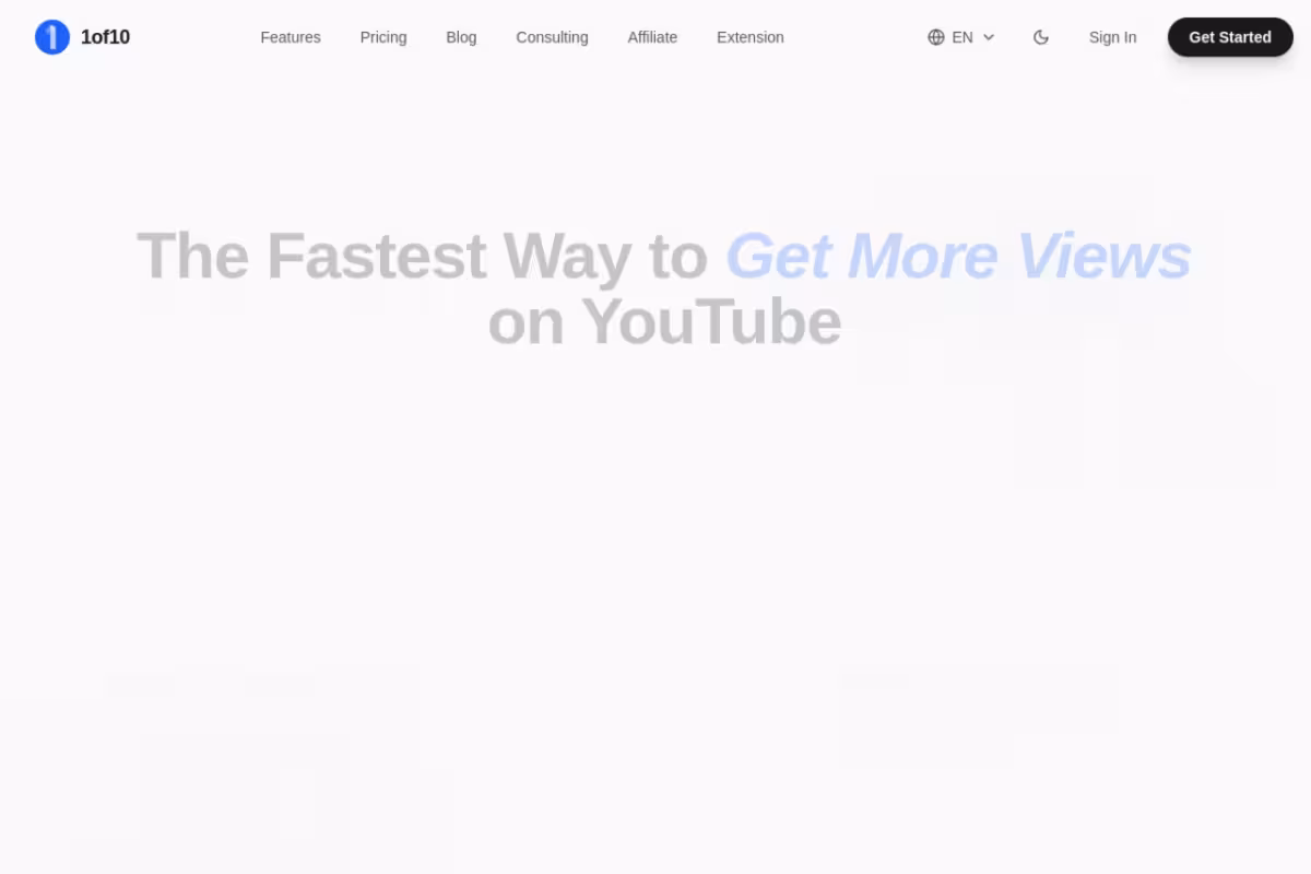 1of10 homepage screenshot