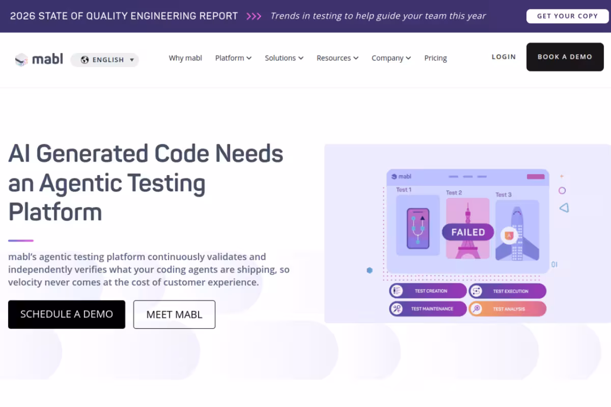 Mabl homepage screenshot