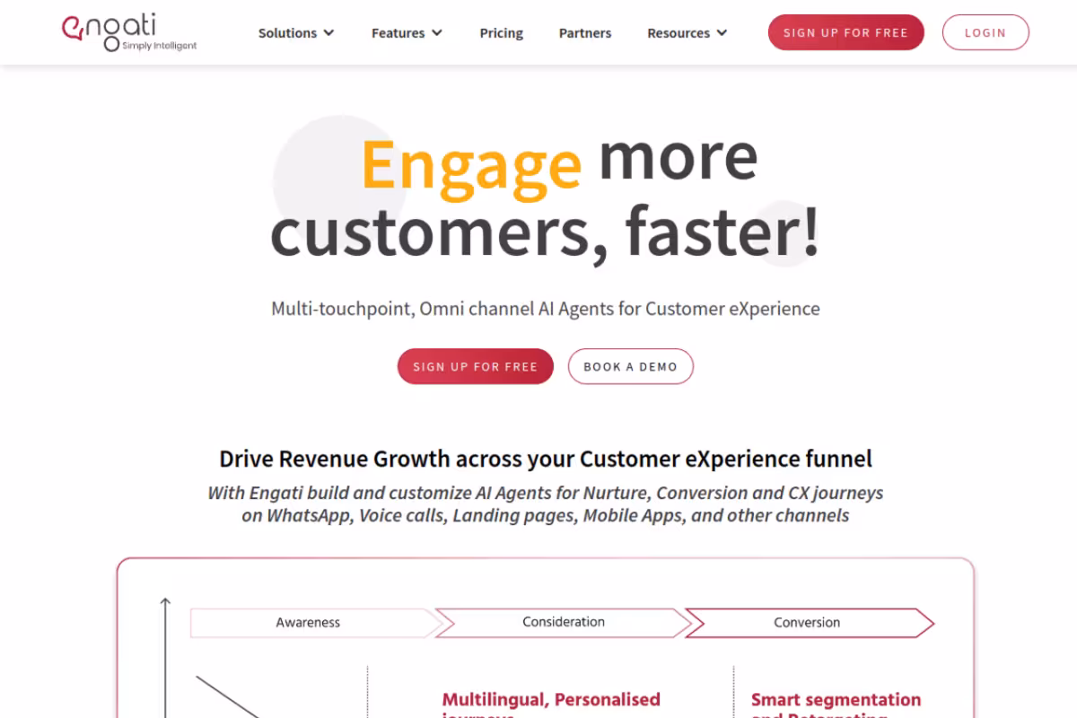 Engati homepage screenshot