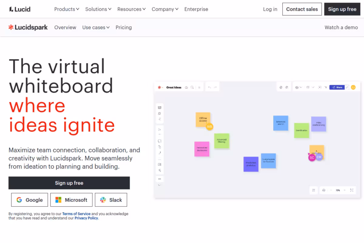 Lucidspark homepage screenshot