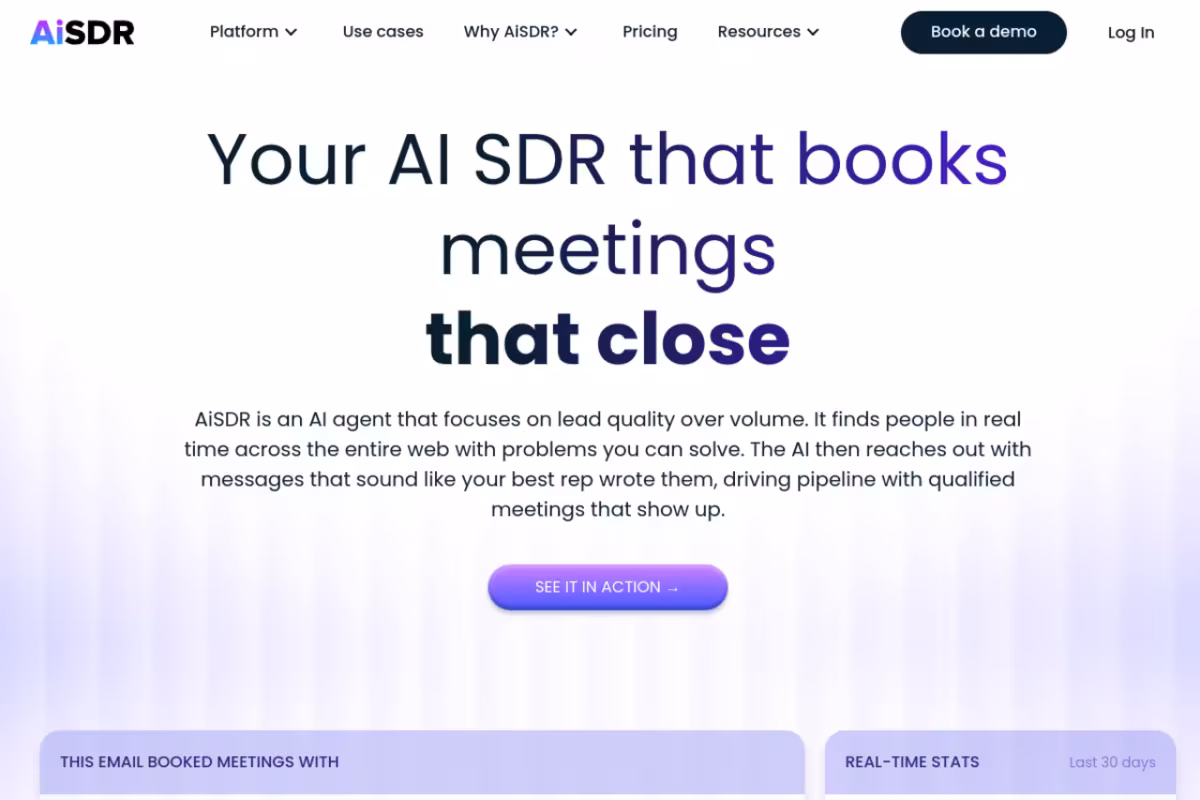 AiSDR homepage screenshot