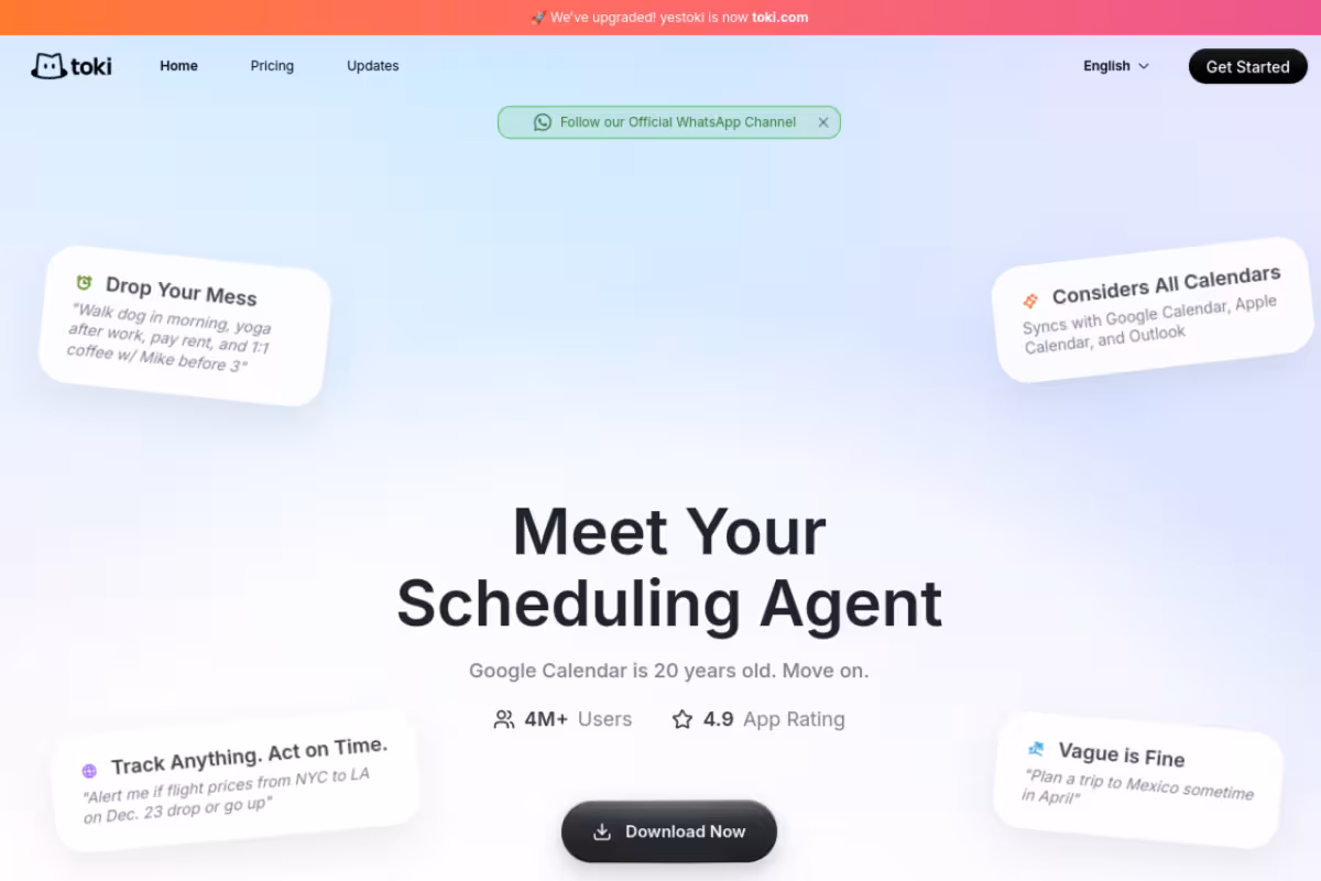 Toki AI homepage screenshot